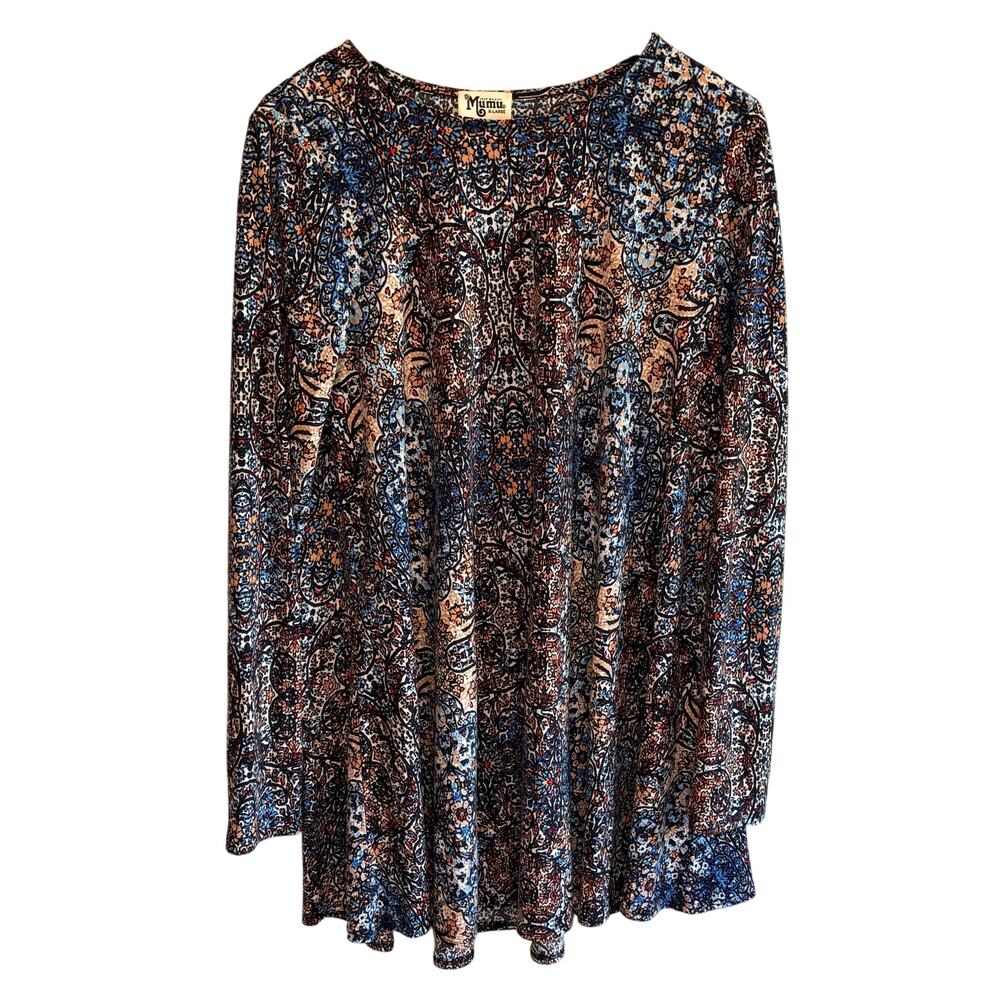 Show Me Your MuMu Brown Blue Paisley Long Sleeve Top